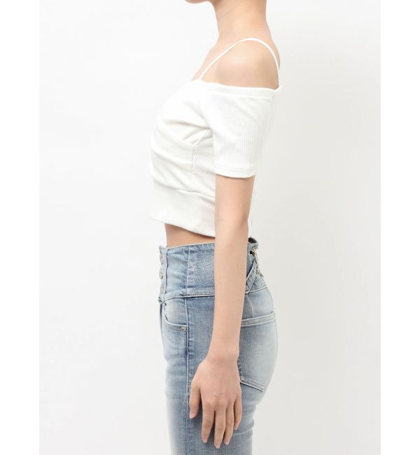 GYDA「ハーフスリーブカシュクールオフショルショートトップス」|Tシャツ・カットソー|