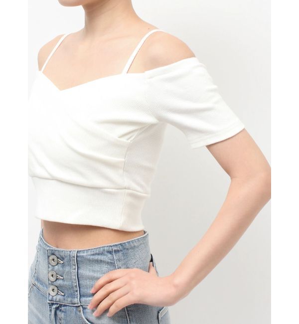 GYDA「ハーフスリーブカシュクールオフショルショートトップス」|Tシャツ・カットソー|