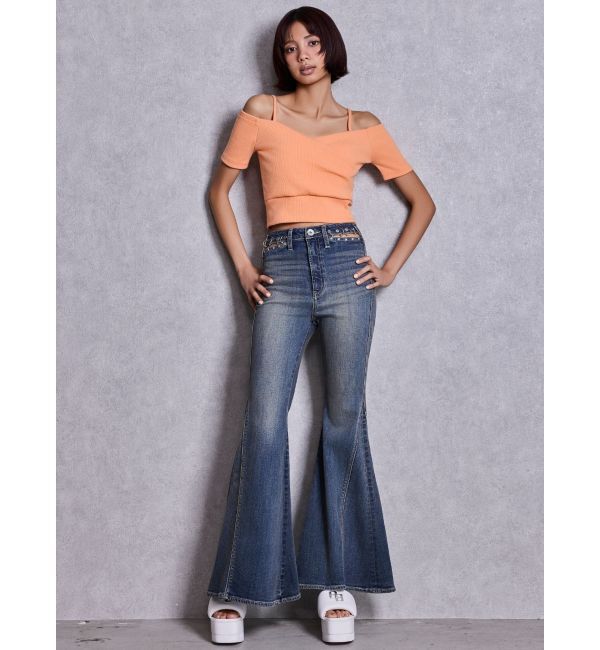 GYDA「ハーフスリーブカシュクールオフショルショートトップス」|Tシャツ・カットソー|