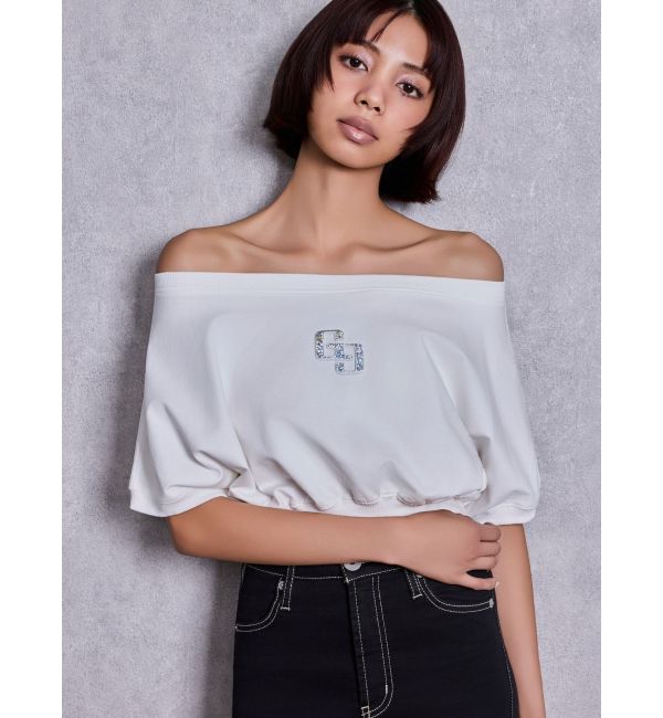 GYDA「GGエンボスオフショルトップス」|Tシャツ・カットソー|オフホワイト