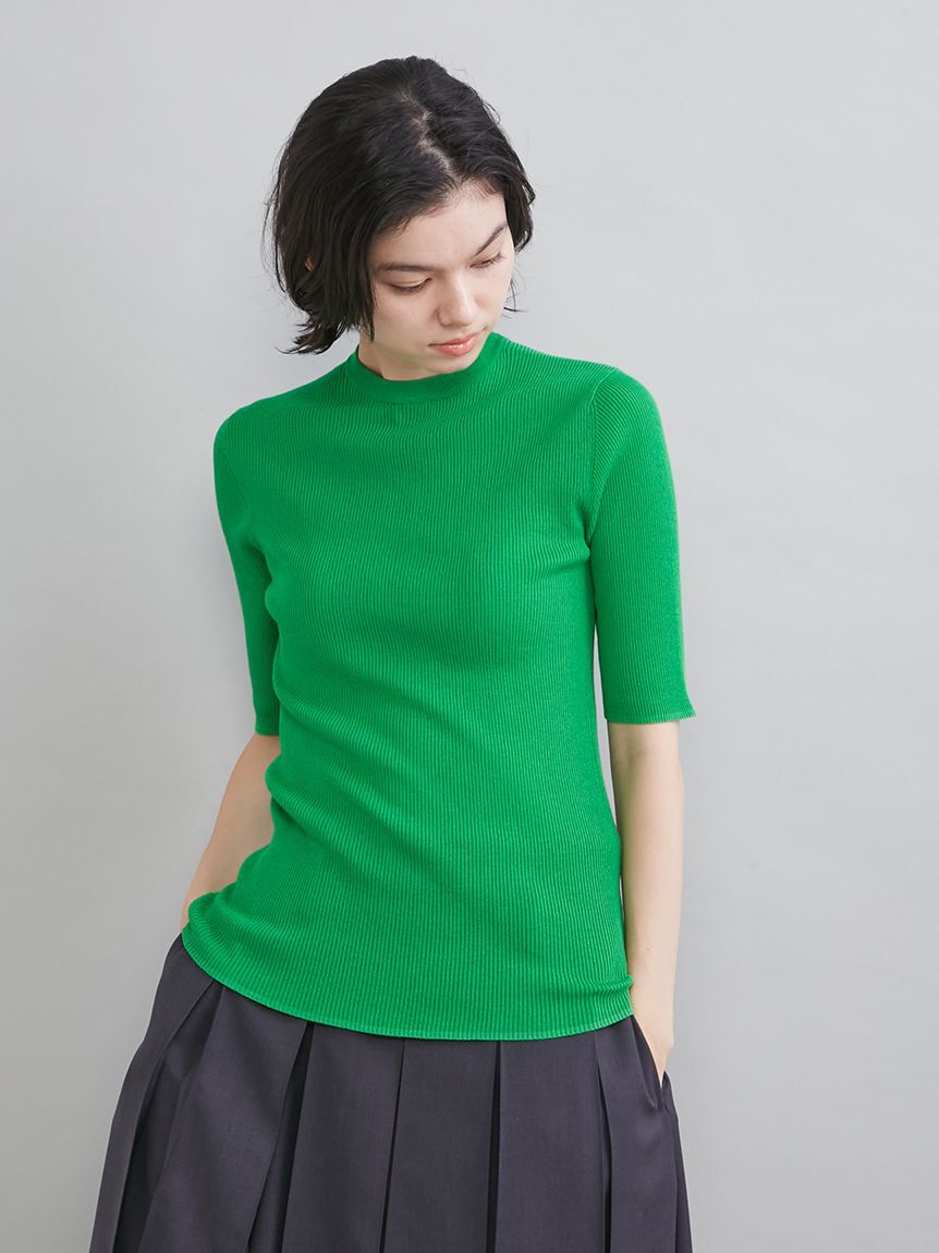 Mila Owen「ＵＶケア半袖シアーリブニット」|ニット・セーター|