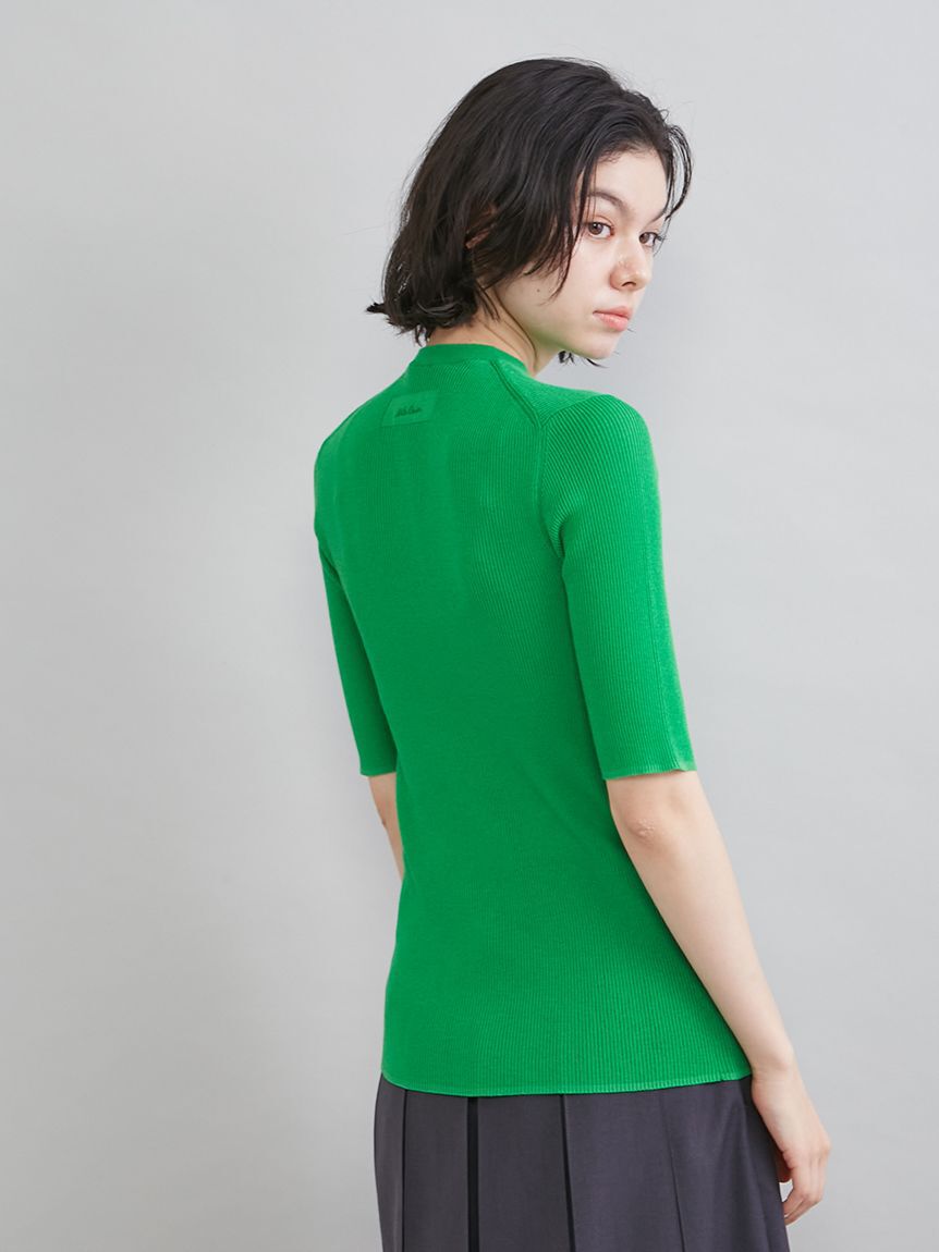 Mila Owen「ＵＶケア半袖シアーリブニット」|ニット・セーター|