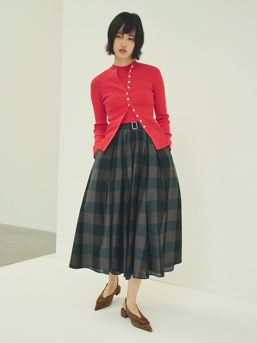 Mila Owen「ＵＶケア半袖シアーリブニット」|ニット・セーター|