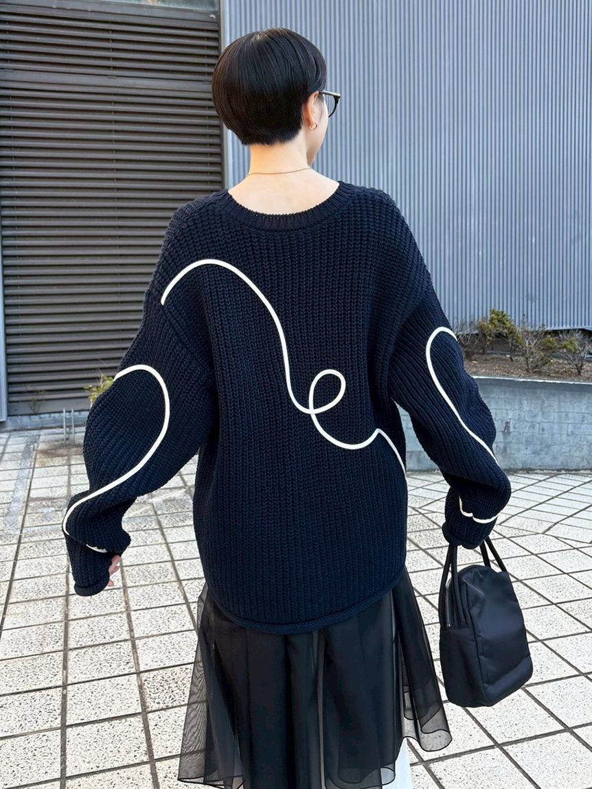 emmi atelier「【HEART】 【ONLINE限定カラーあり】ハートエンブロイダリーニット」|ニット・セーター|