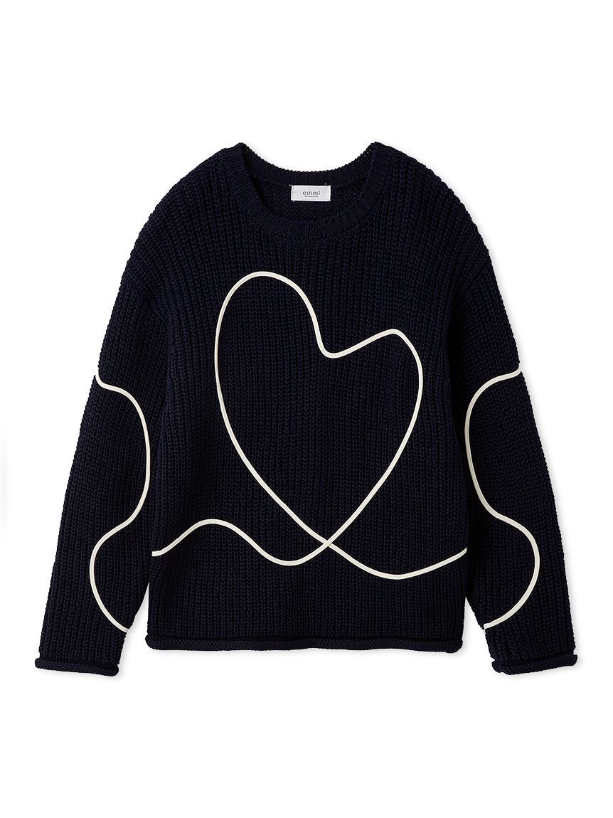 emmi atelier「【HEART】 【ONLINE限定カラーあり】ハートエンブロイダリーニット」|ニット・セーター|