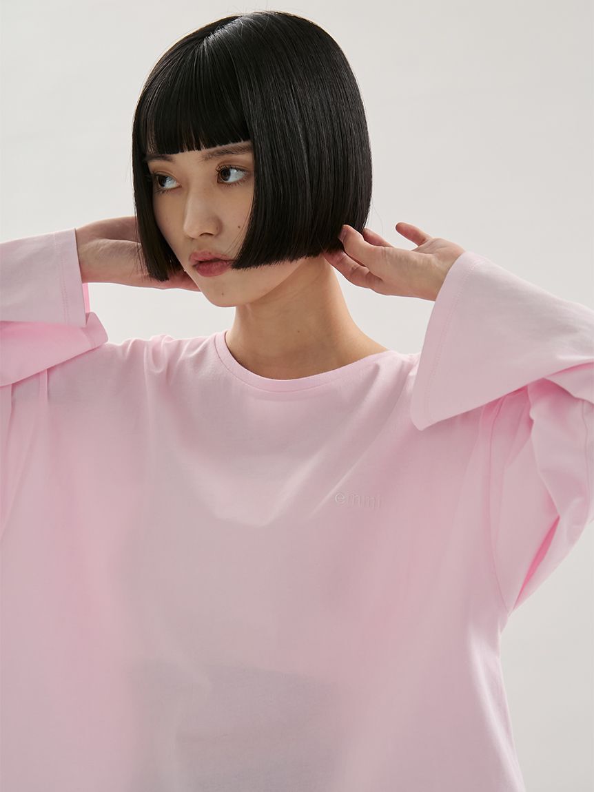 emmi atelier「emmiロゴクルーネックロングTシャツ」|Tシャツ・カットソー|
