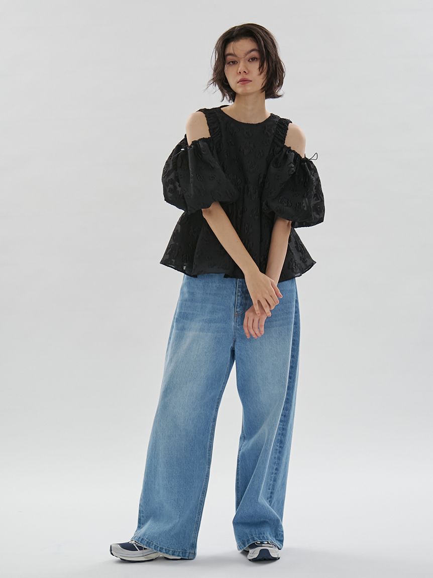 emmi atelier「フラワーふくれジャガードブラウス」|シャツ・ブラウス|