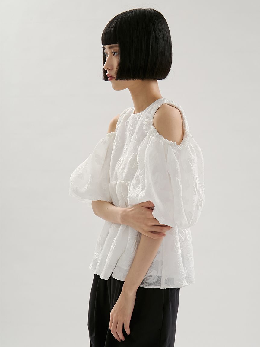 emmi atelier「フラワーふくれジャガードブラウス」|シャツ・ブラウス|