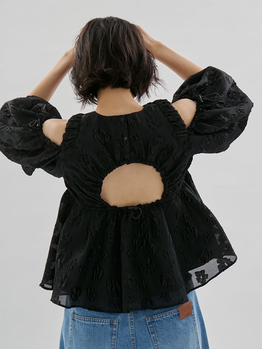 emmi atelier「フラワーふくれジャガードブラウス」|シャツ・ブラウス|