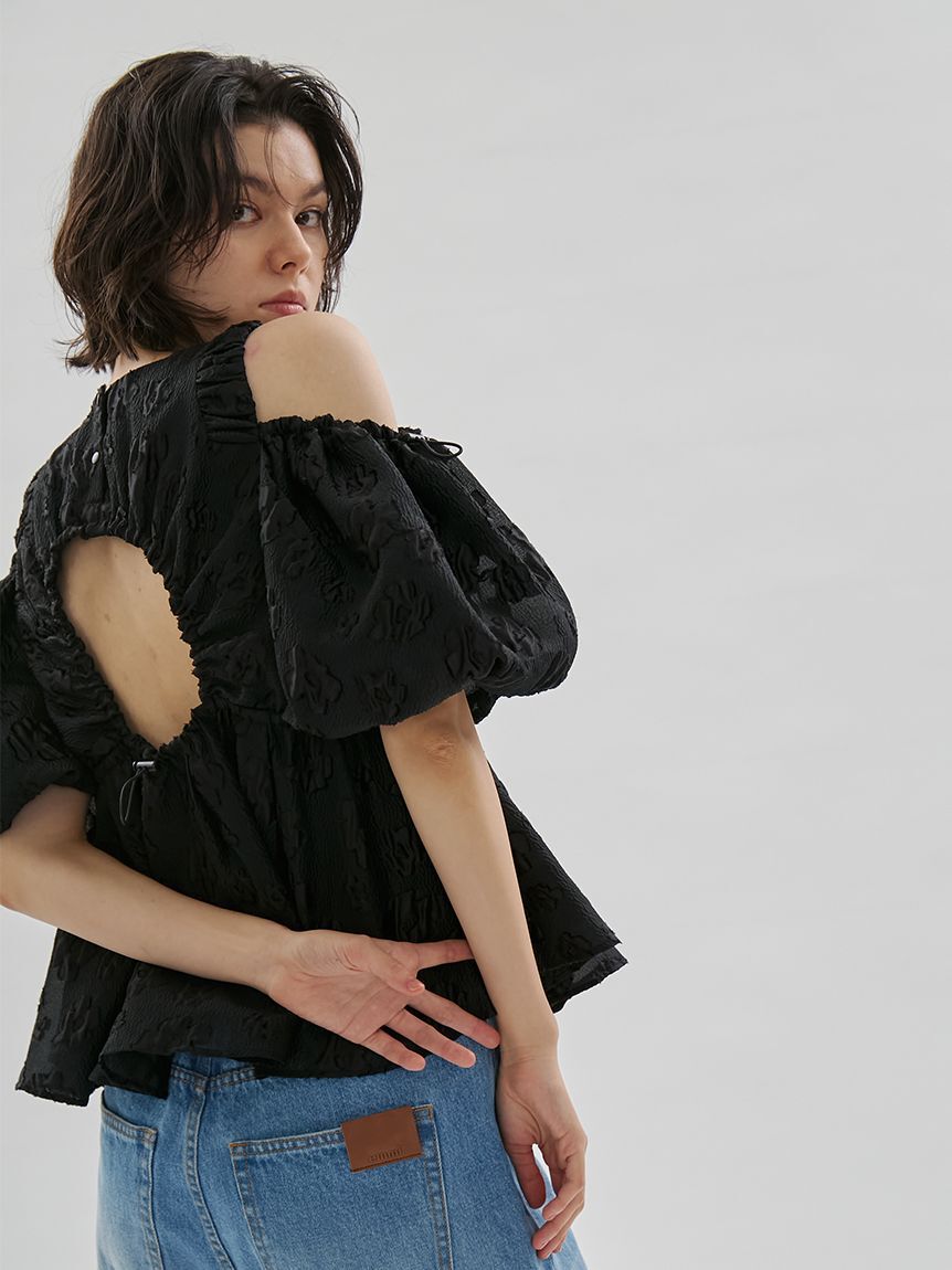 emmi atelier「フラワーふくれジャガードブラウス」|シャツ・ブラウス|