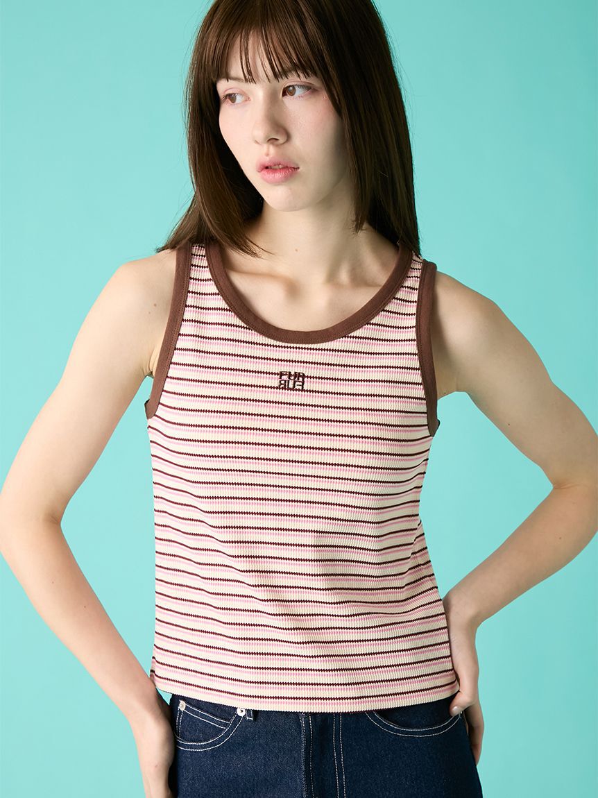 FURFUR「ロゴ刺繍ボーダータンクトップ」|タンクトップ|PNK