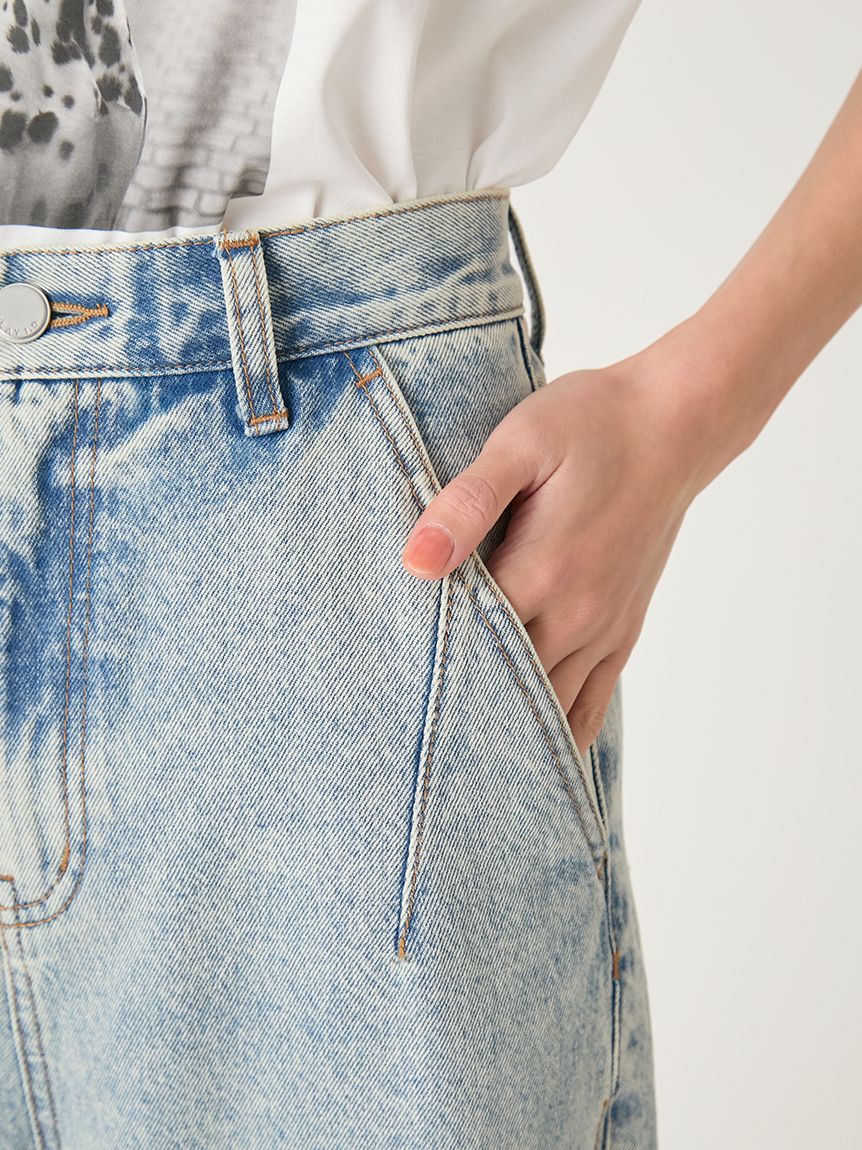 FRAY I.D「サイドラインワイドデニムパンツ」|デニム|