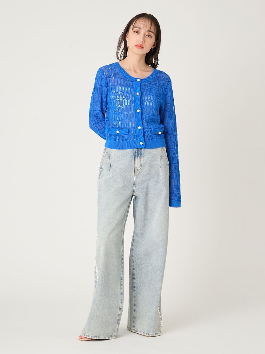 FRAY I.D「サイドラインワイドデニムパンツ」|デニム|