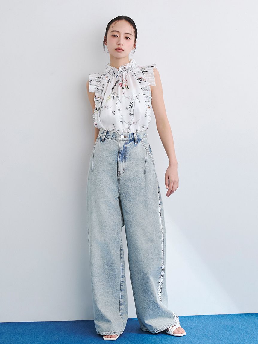 FRAY I.D「サイドラインワイドデニムパンツ」|デニム|LBLU