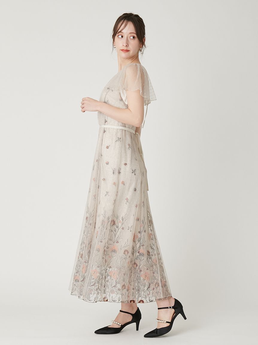 FRAY I.D「フラワーエンブロイダリーチュールレイヤードドレス」|ドレス|