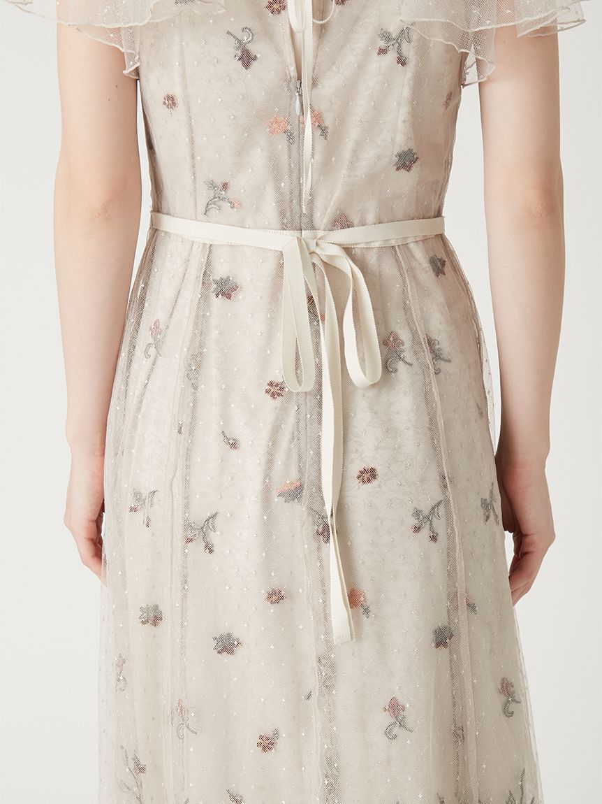 FRAY I.D「フラワーエンブロイダリーチュールレイヤードドレス」|ドレス|