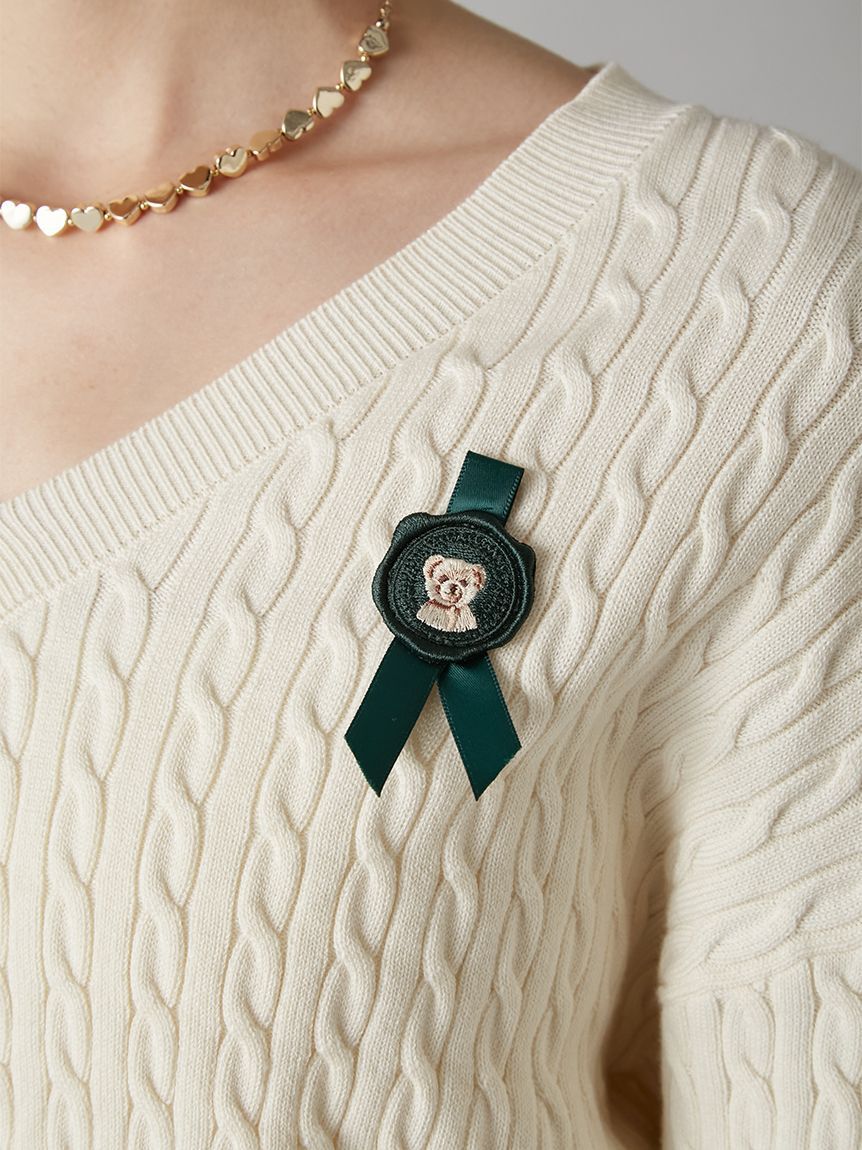 LILY BROWN「Lily Bearスタンプモチーフケーブルニット」|ニット・セーター|