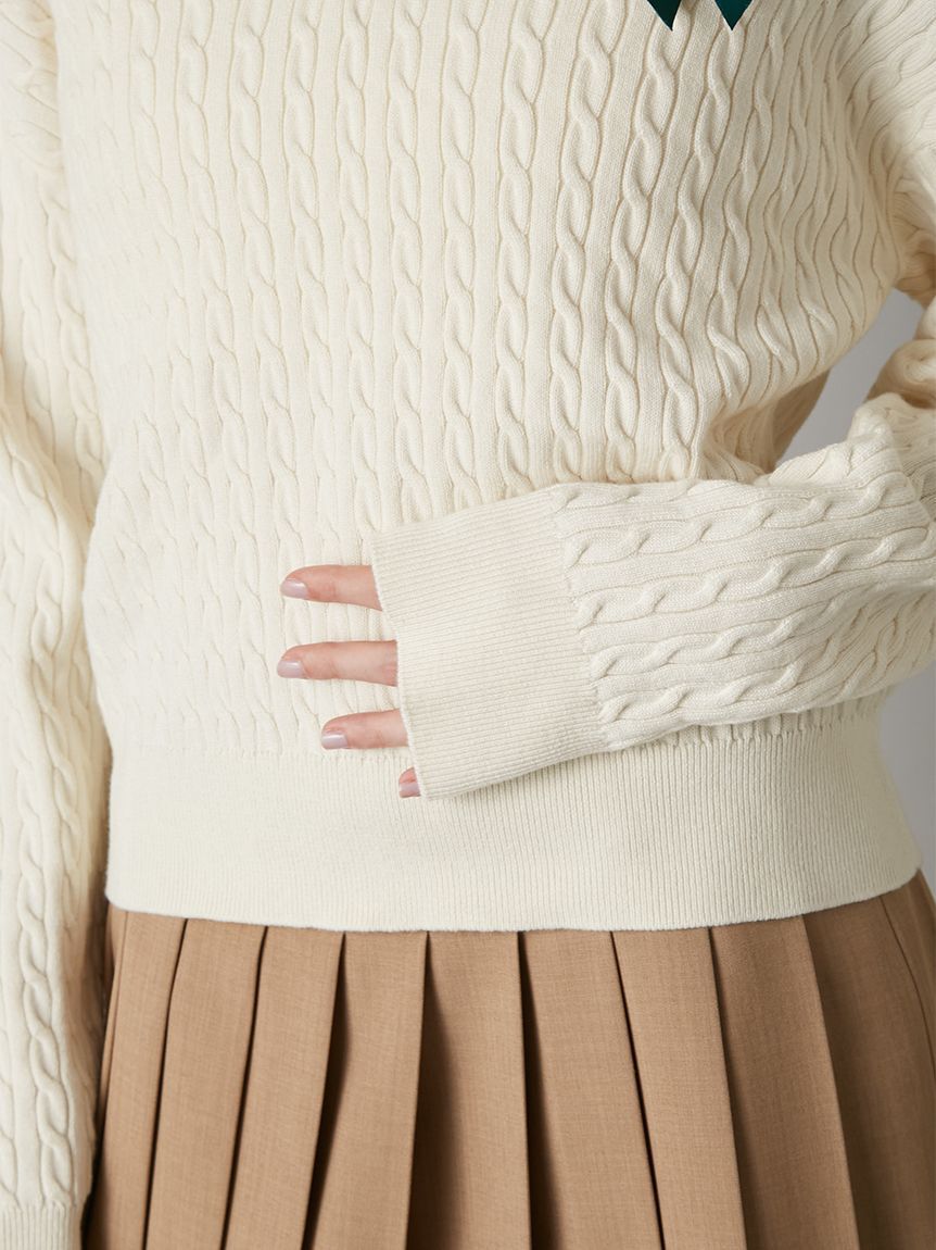 LILY BROWN「Lily Bearスタンプモチーフケーブルニット」|ニット・セーター|