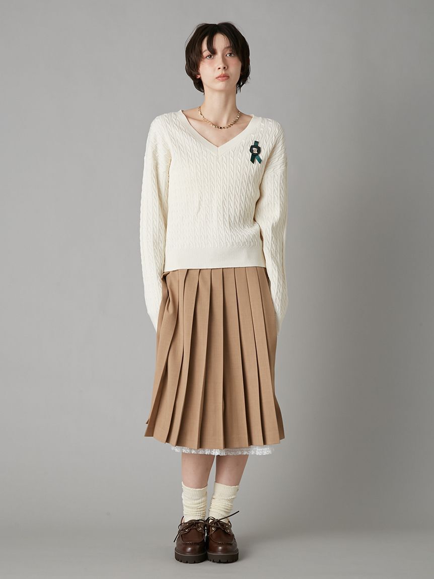 LILY BROWN「Lily Bearスタンプモチーフケーブルニット」|ニット・セーター|