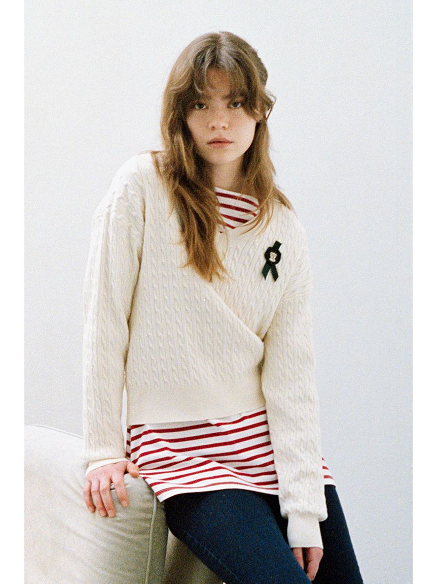 LILY BROWN「Lily Bearスタンプモチーフケーブルニット」|ニット・セーター|