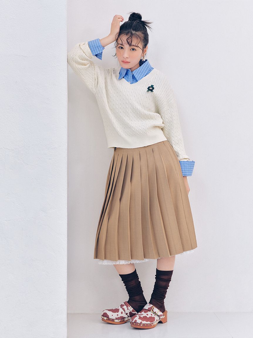 LILY BROWN「Lily Bearスタンプモチーフケーブルニット」|ニット・セーター|