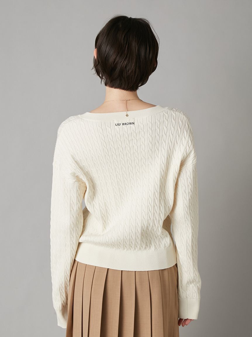 LILY BROWN「Lily Bearスタンプモチーフケーブルニット」|ニット・セーター|