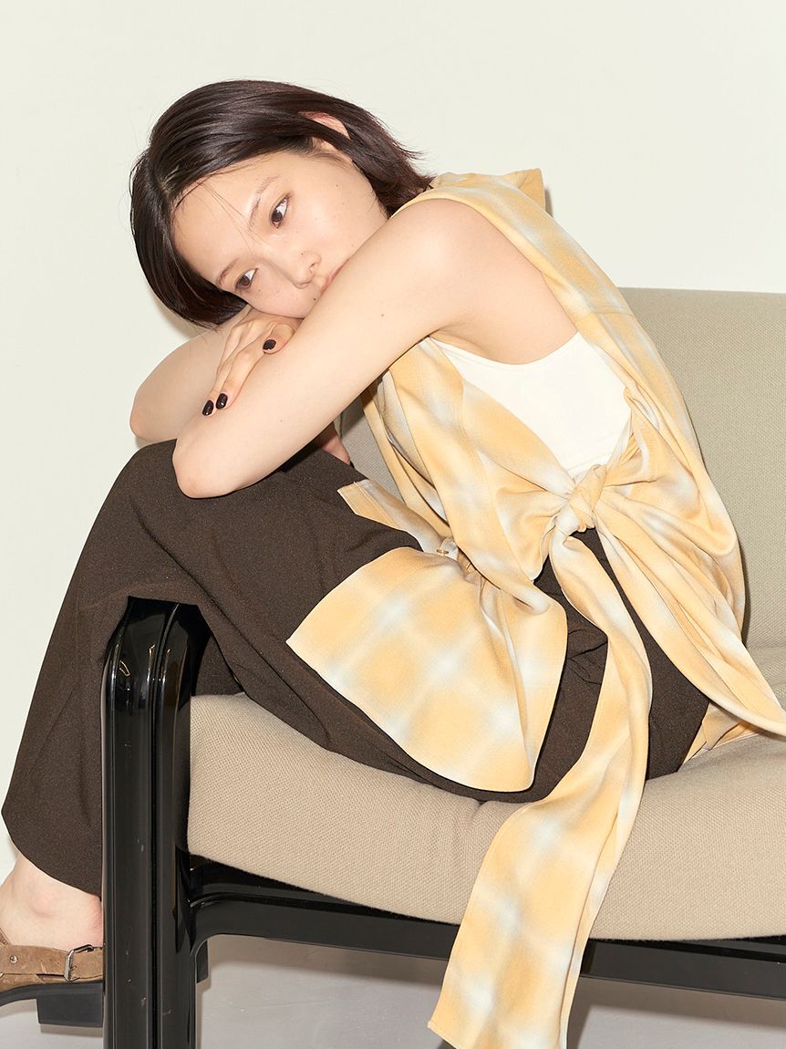 styling/「サイドリボンノースリーブシャツ」|シャツ・ブラウス|