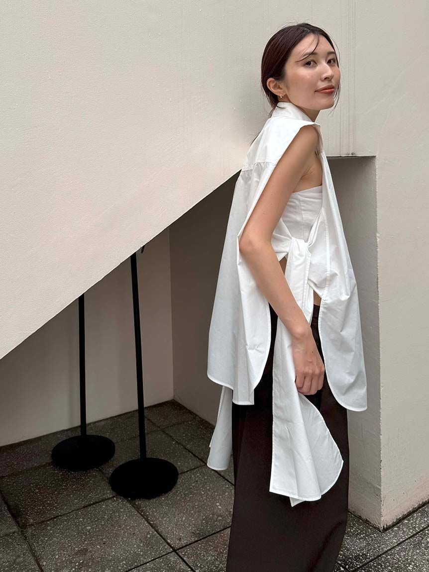 styling/「サイドリボンノースリーブシャツ」|シャツ・ブラウス|