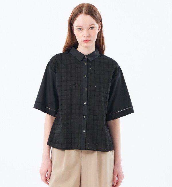 MACKINTOSH PHILOSOPHY「スクエアレースブラウス」|シャツ・ブラウス|ブラック