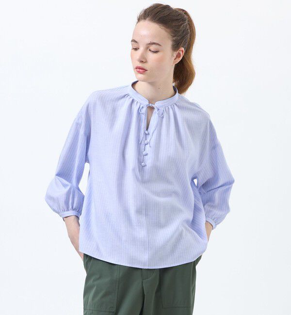 MACKINTOSH PHILOSOPHY「リネンミックススキッパーブラウス」|シャツ・ブラウス|ブルー
