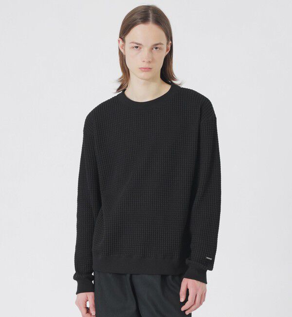  「ツートーンワッフルプルオーバー」|Tシャツ・カットソー|ブラック