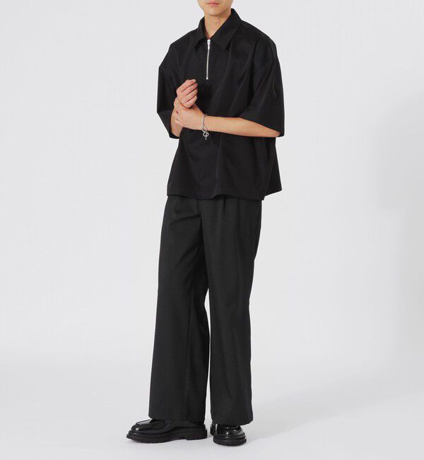  「シャンブレーサテンハーフジップポロ」|シャツ・ブラウス|