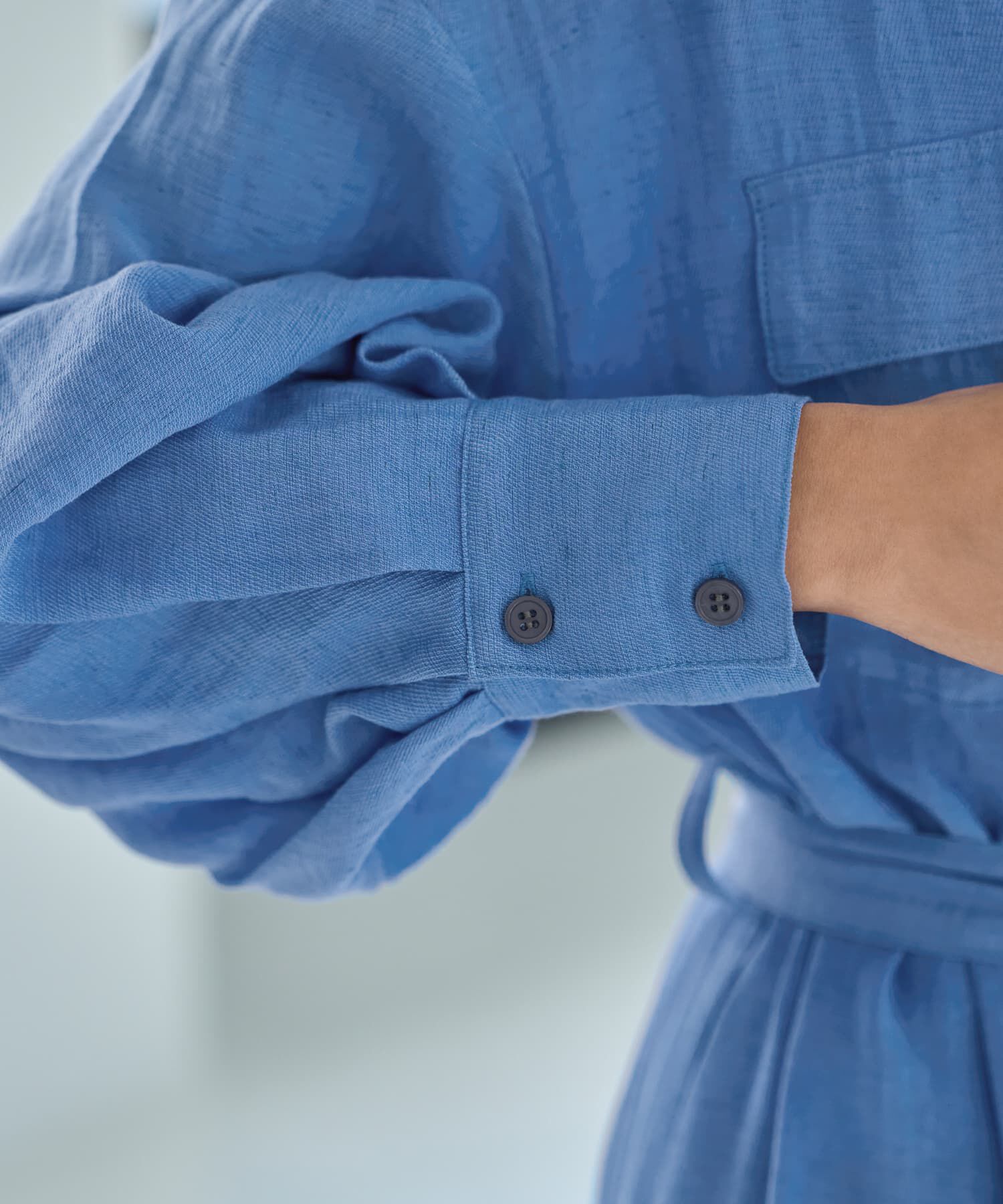 STYLE DELI「綿麻混紡ベルテッドシャツワンピース」|ワンピース|