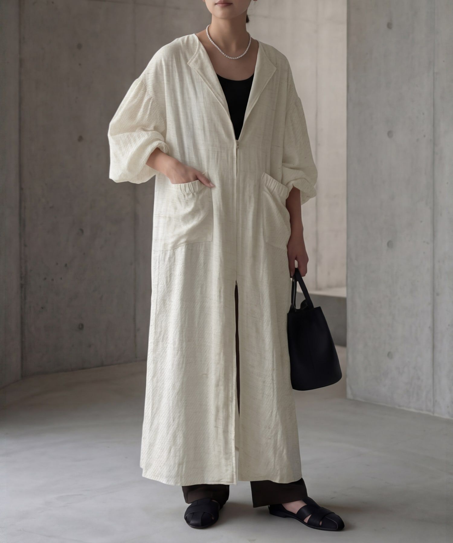 STYLE DELI「綿麻混紡◆羽織れるWファスナーワンピース」|ワンピース|エクリュ