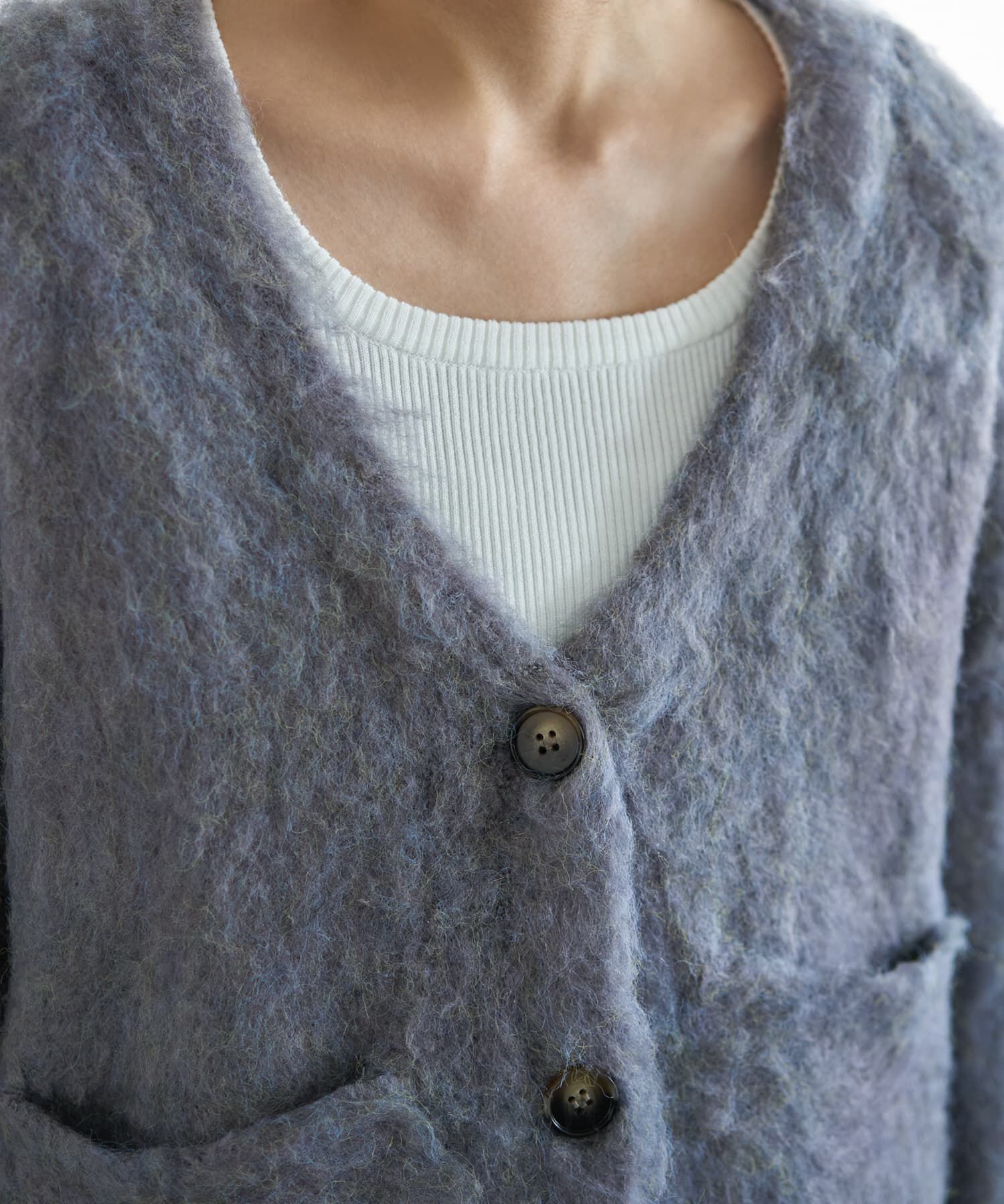 STYLE DELI「【LUXE】毛起こしブークレポケットカーディガン」|ニット・セーター|