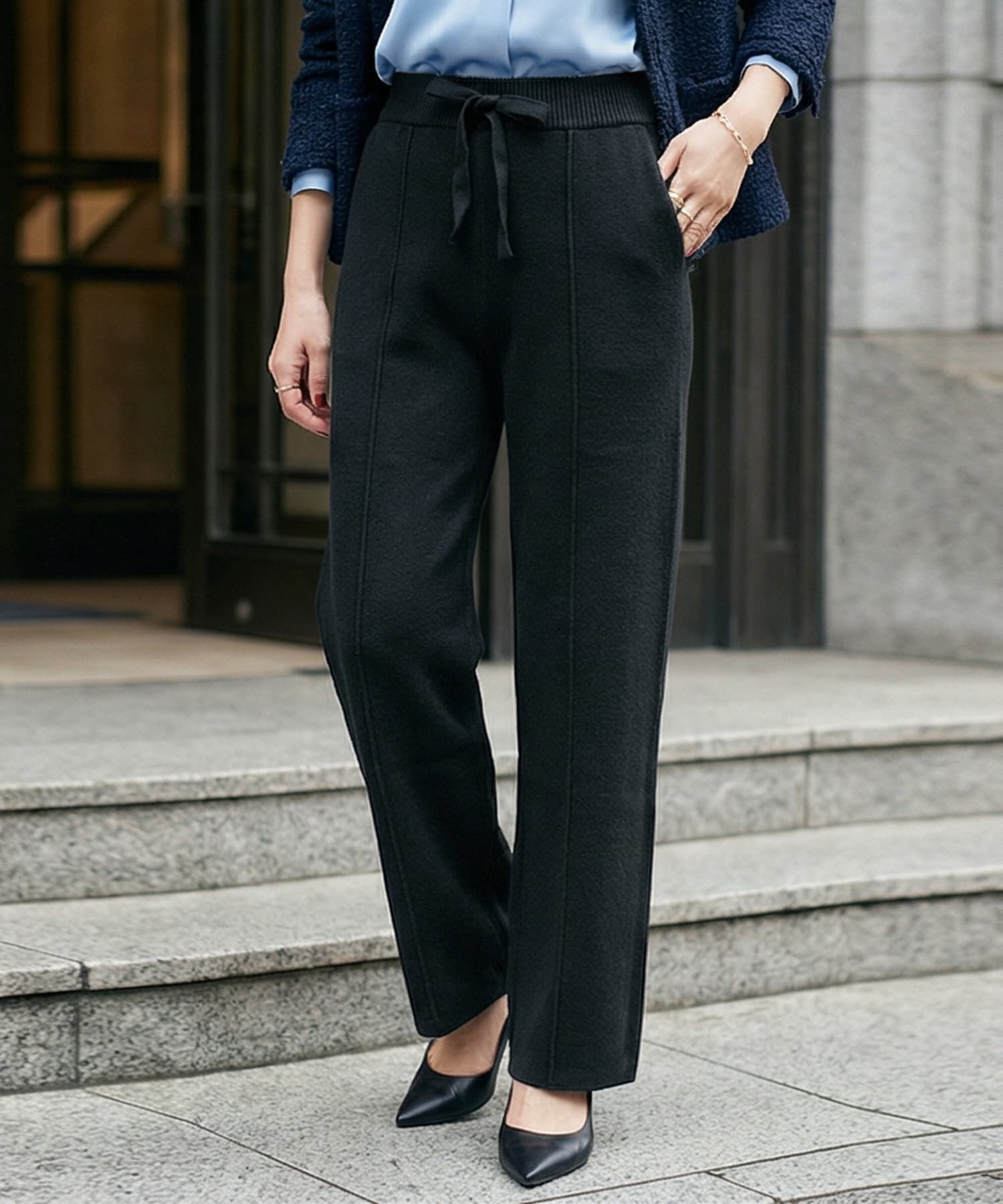 STYLE DELI「【DELI by】なめらかニットワイドパンツ」|その他|ブラック