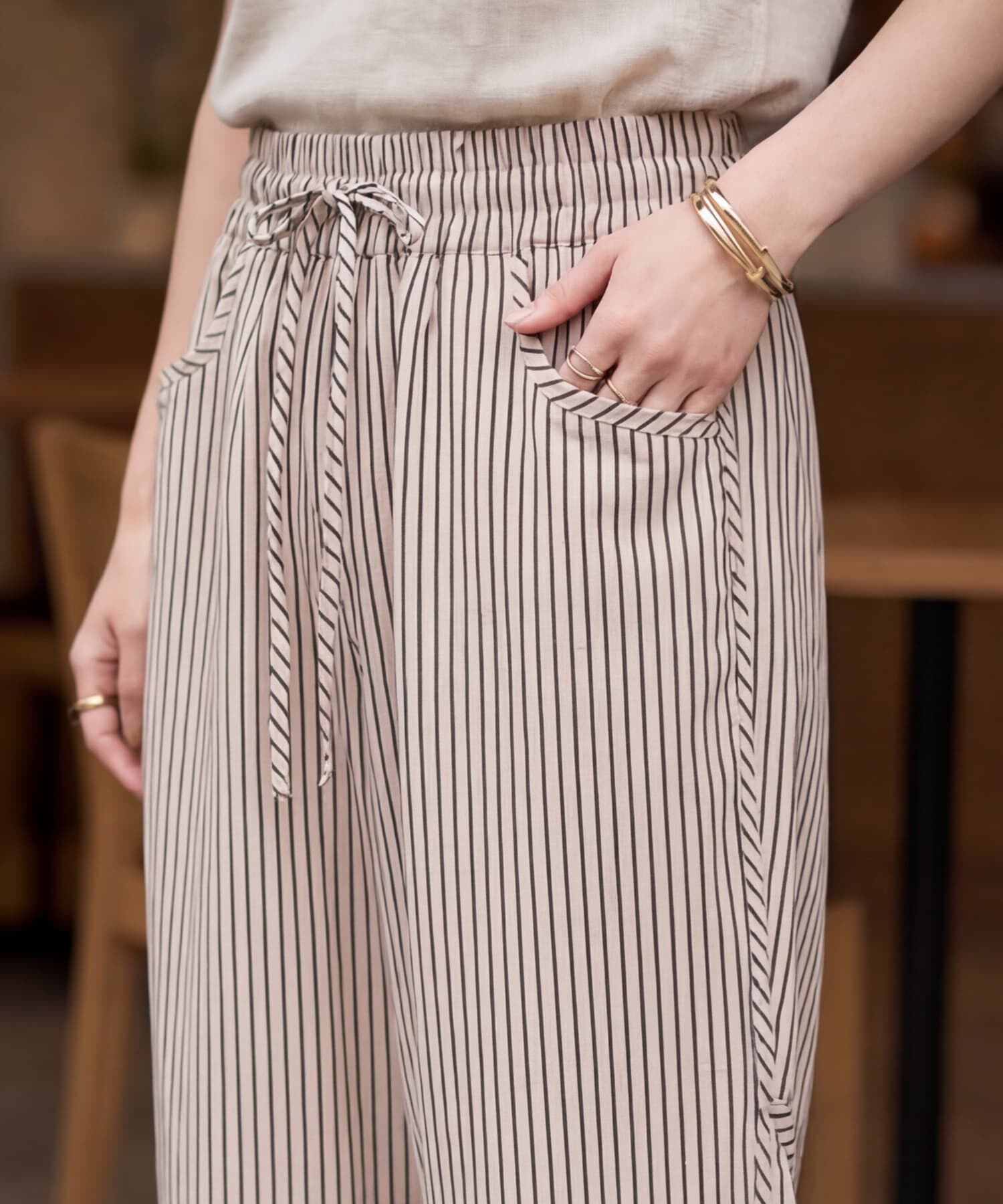 STYLE DELI「【DELI by】ストライプ柄コットン質感イージーパンツ」|その他|