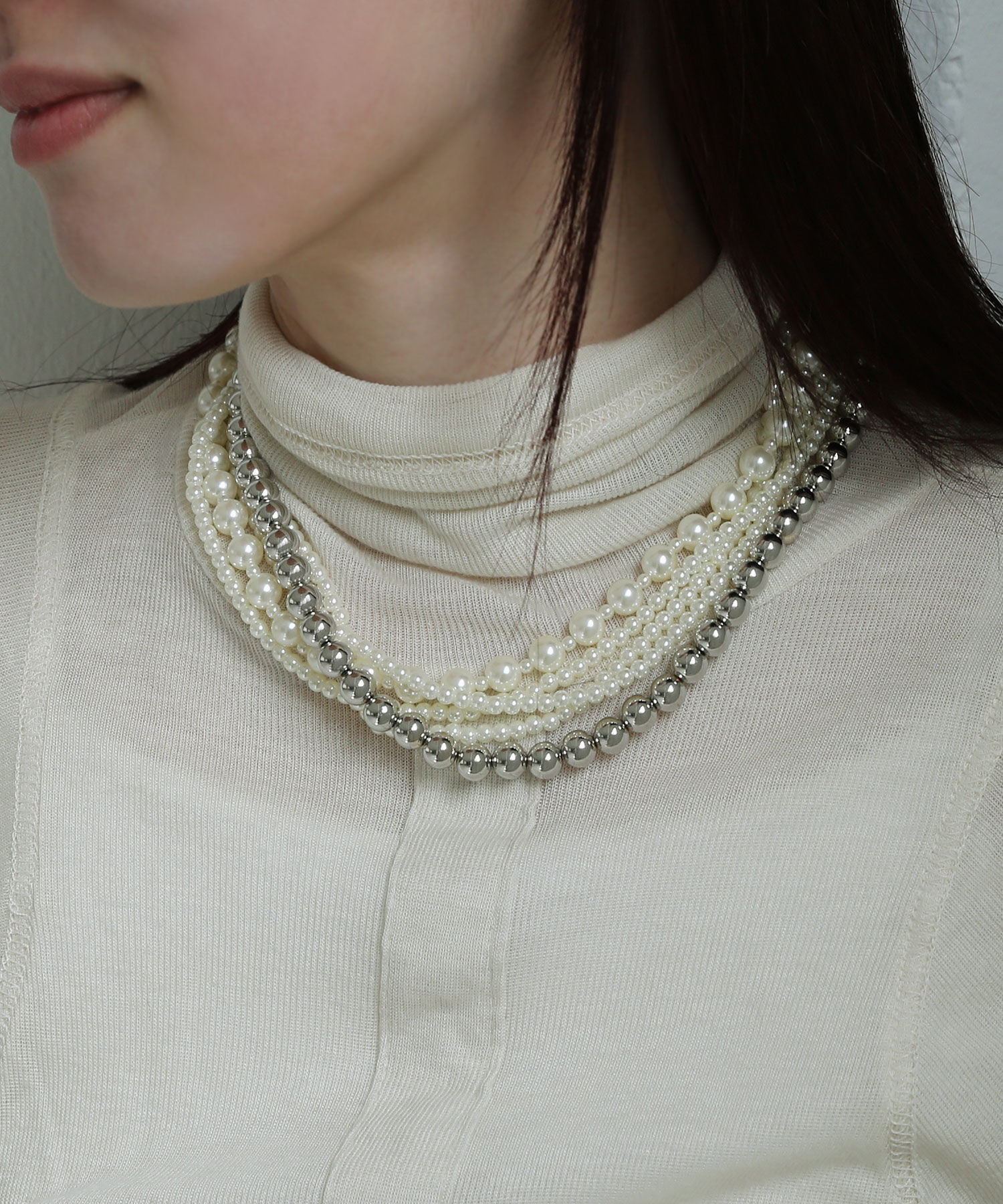 colleca la「ミックスパール＆メタルボール セットネックレス」|ネックレス|