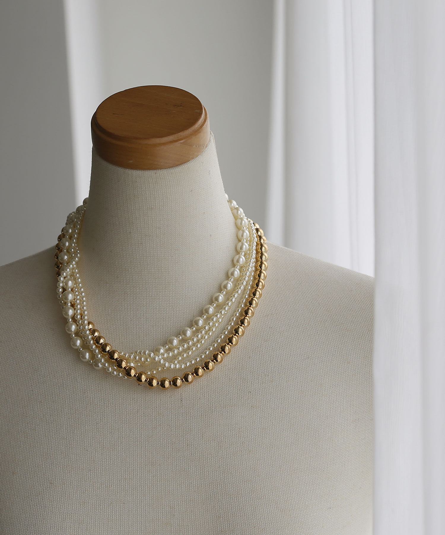 colleca la「ミックスパール＆メタルボール セットネックレス」|ネックレス|ゴールド