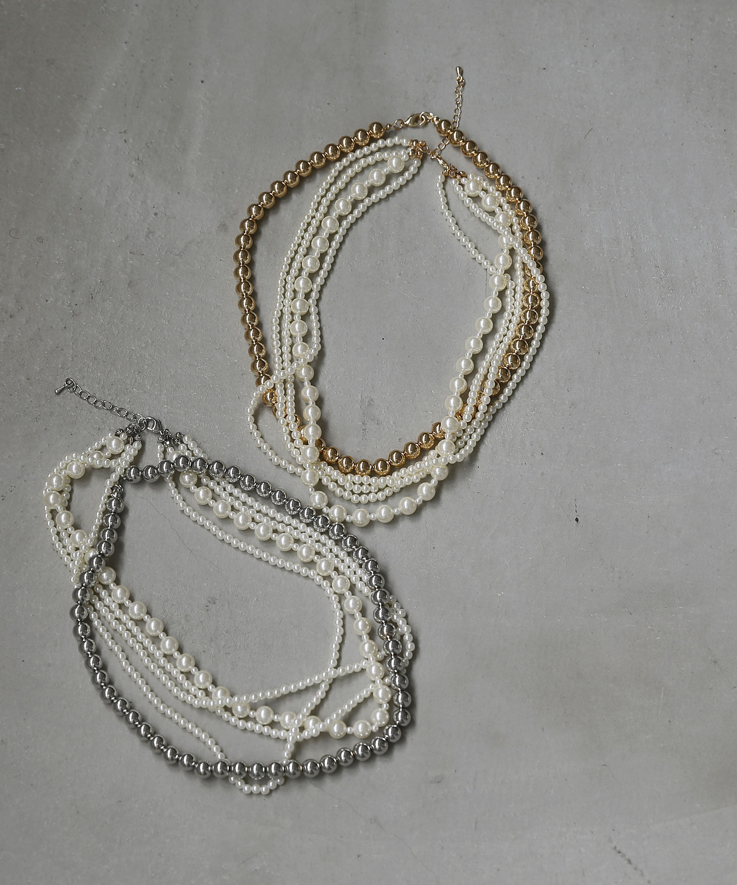 colleca la「ミックスパール＆メタルボール セットネックレス」|ネックレス|