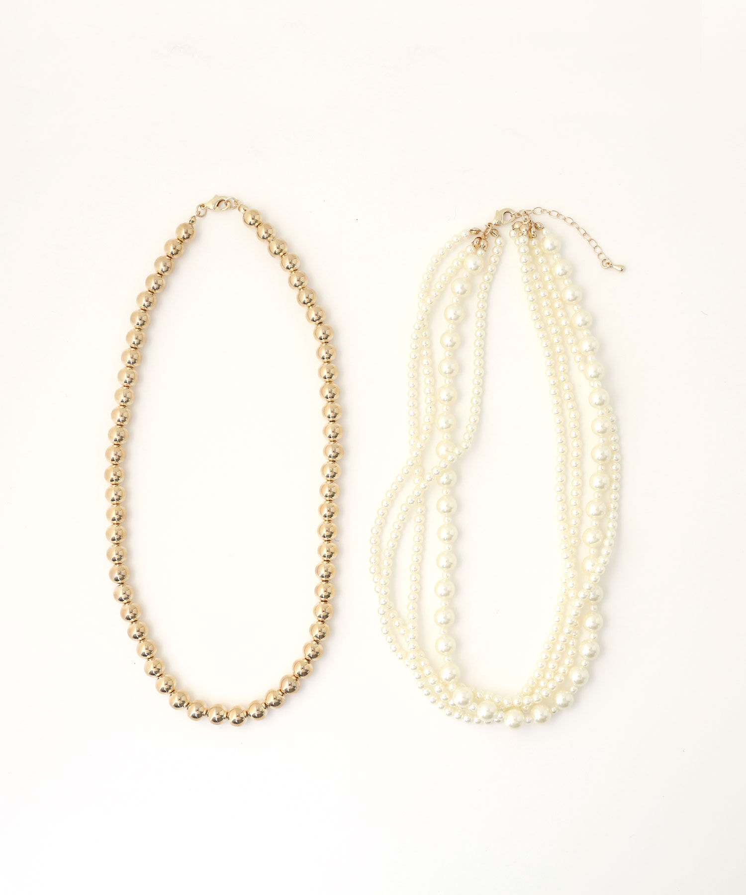 colleca la「ミックスパール＆メタルボール セットネックレス」|ネックレス|