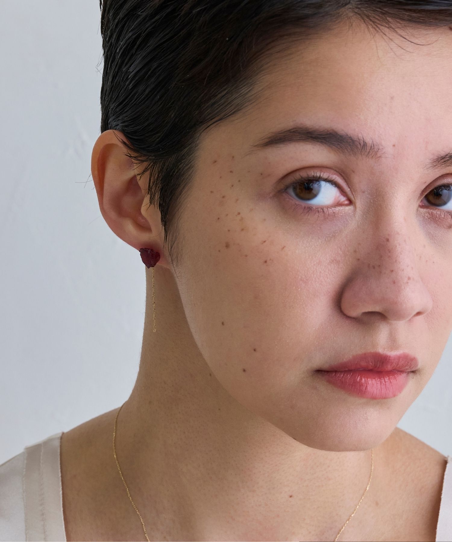 JUPITER「【K10】天然石アンカットピアス/片耳　ロードライトガーネット」|ピアス|