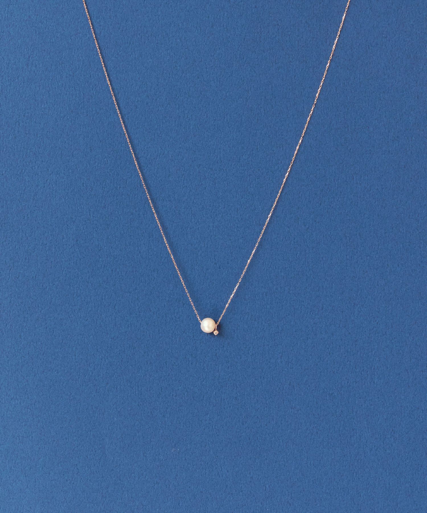 Phoebe「【K10】ワンドロップパールビジューネックレス　ローズゴールド/全長:40cm/BOX付き」|ネックレス|