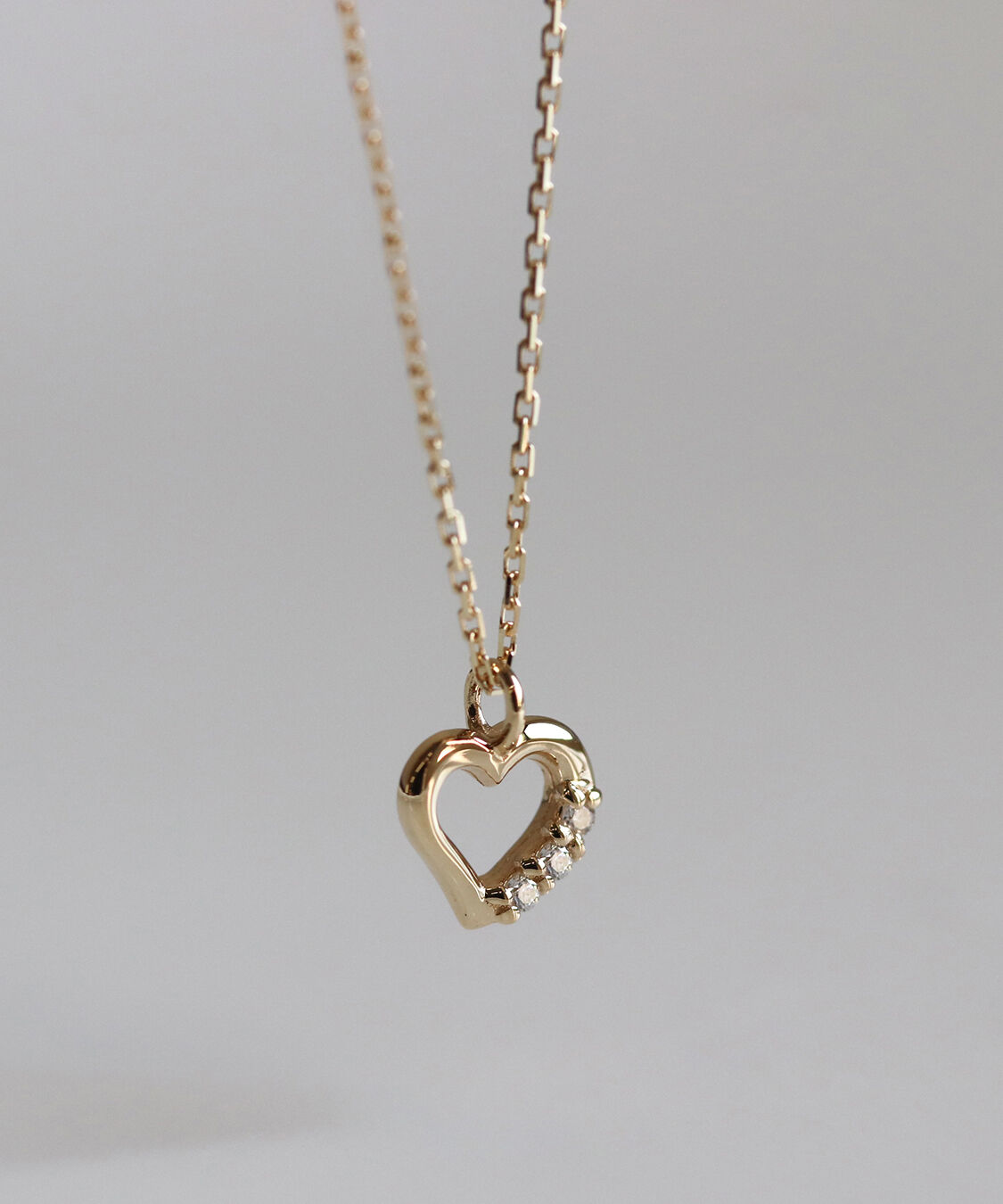  「ダイヤモンド ハート ネックレス | K10YG」|ネックレス|