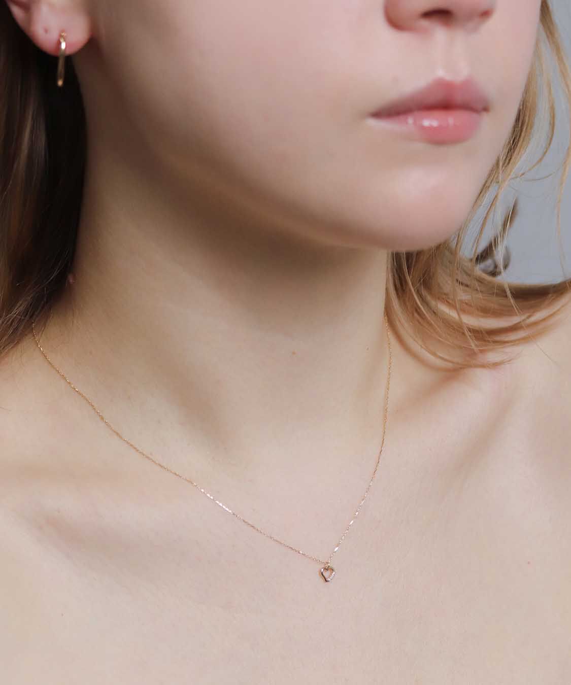  「ダイヤモンド ハート ネックレス | K10YG」|ネックレス|