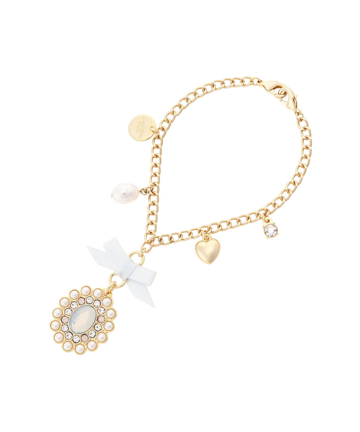 Samantha Vega「リボンカラービジューバッグチャーム」|チャーム・キーホルダー|ライトブルー