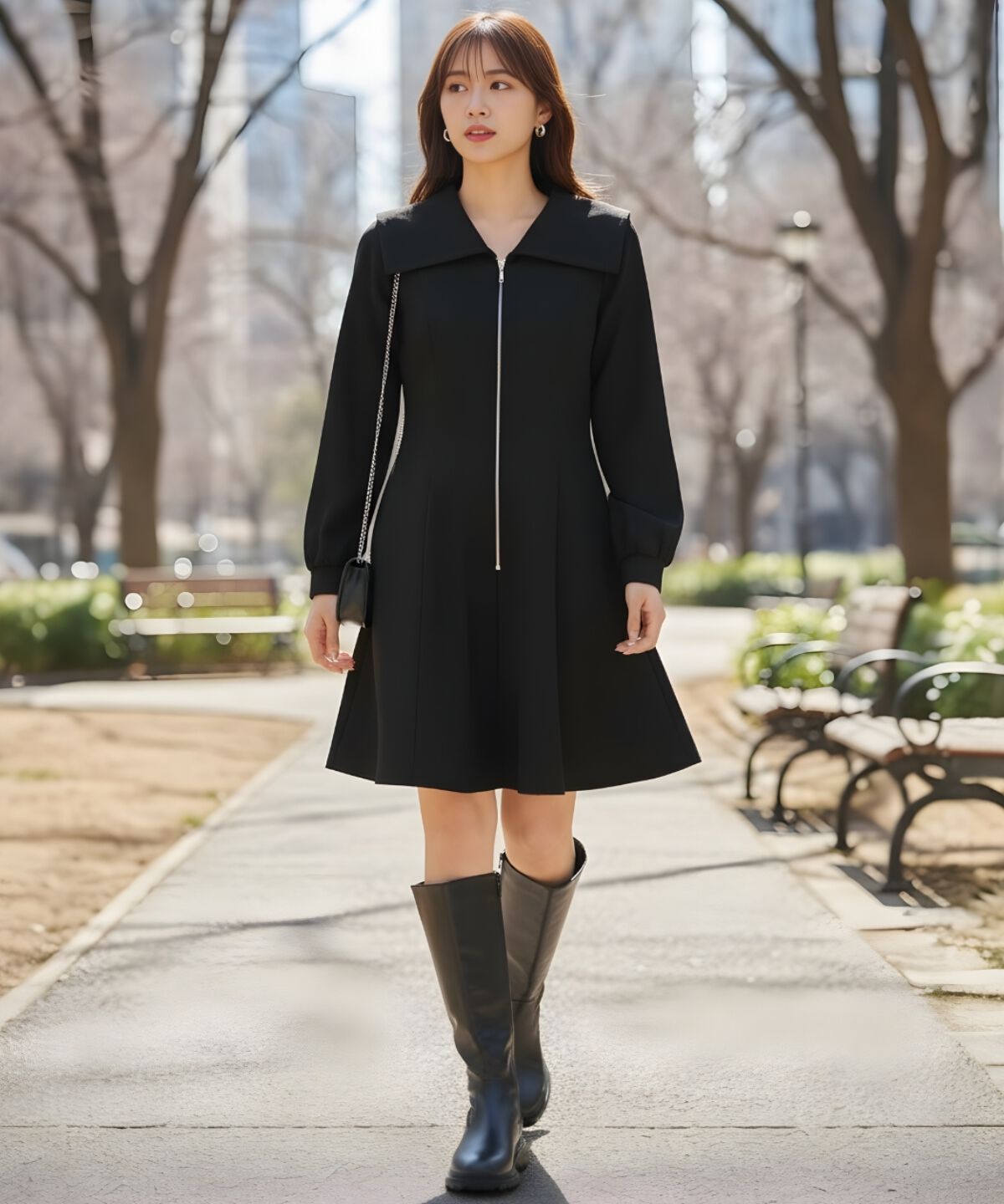 アンドクチュール「センターZIPミニワンピース」|ワンピース|