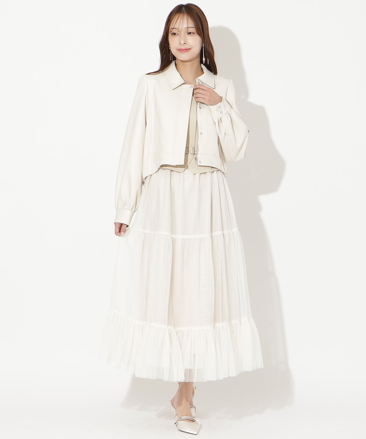 アンドクチュール「異素材ドッキングチュールワンピース」|ワンピース|