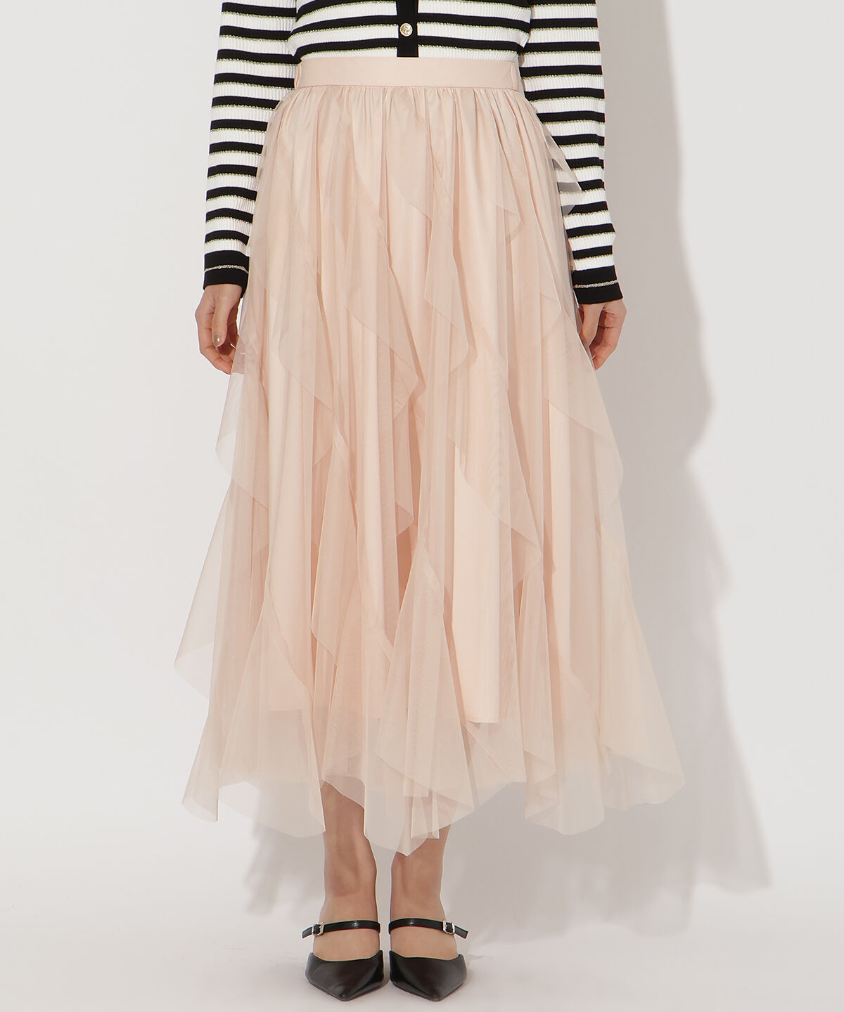 アンドクチュール「ラッフルフリルチュールスカート」|フレア|