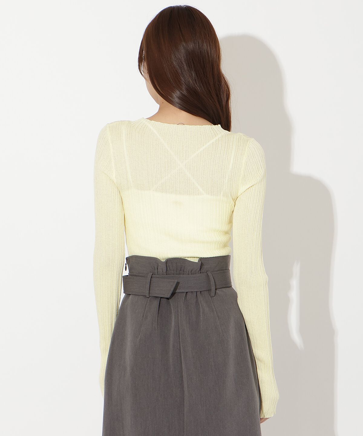 アンドクチュール「シアーランダムリブニットプルオーバー」|ニット・セーター|